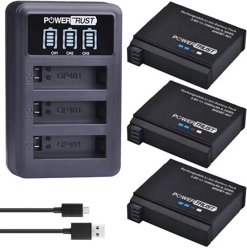 3 unids AHDBT-401 Batería para Gopro Hero 4 AHDBT401 AHBBP-401 AHDBT 401 Batería Digital y LED 3 Puertos USB Cargador para GoPro Hero4 HERO4 Cámara