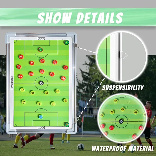 Miniatura 3 de PhantomSky Tablero de estrategia profesional portátil de aleación de aluminio para fútbol/fútbol, con marcadores magnéticos, bolígrafo, borrador
