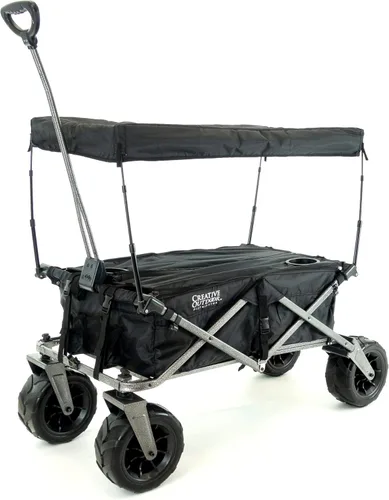 Cochecito creativo para exteriores, carrito de playa XXL Deluxe con toldo, carrito plegable plegable y portátil, soporta hasta 200 libras de