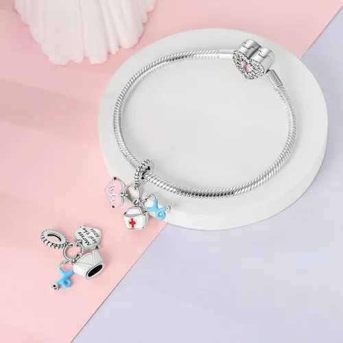 Miniatura 38 de Pandach Dijes colgantes de plata de ley 925 para pulseras y collares, dijes colgantes de Madonna con cuentas de girasol, joyería para mujer