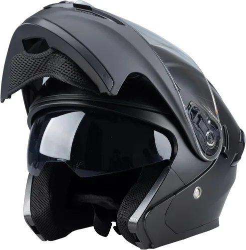 Miniatura 6 de Casco integral para hombres y mujeres adultos con protector solar ahumado B negro mate