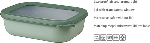 Miniatura 4 de Mepal Cirqula - Recipiente circular rectangular para almacenar y servir alimentos con tapas transparentes, perfecto para preparación de alimentos