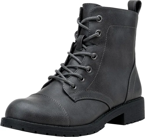 Miniatura 17 de Vepose - Botines de tacón bajo para mujer, botines militares a la moda con cordones