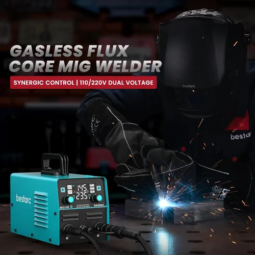 Miniatura 3 de bestarc Soldador MIG de 145A, Soldador MIG sin Gas de Núcleo de Flujo de 110V/220V/TIG de Elevación/Electrodo 3 en 1 Sinérgico MIG145 5GEN Máquina