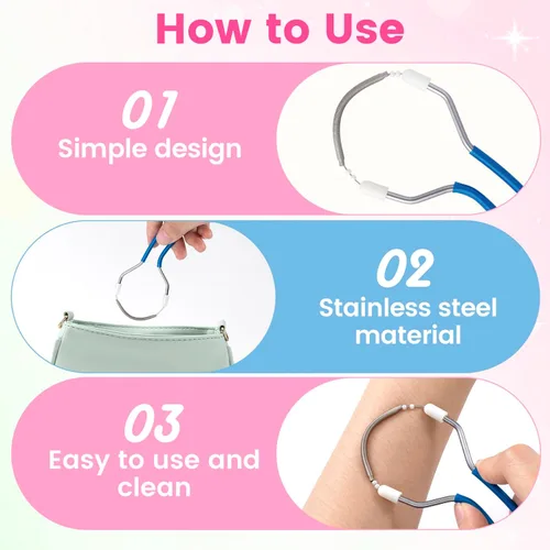 Miniatura 4 de 2pcs removedor de vello facial manual, depiladora de resorte de acero inoxidable portátil, removedor de vello facial suave para mujeres hombres