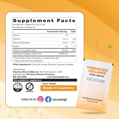 Miniatura 7 de Rawleigh Colágeno BCP-Max: 30 bolsitas aptas para viajes - Delicioso concentrado con sabor a naranja, 10,000 mg de péptidos de colágeno hidrolizados