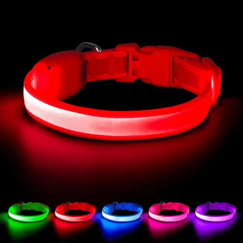 Miniatura 11 de Collar LED para Perros Vizpet, Collar para Perros Luminoso Ajustable Recargable por USB Super Brillante Luz de Seguridad Collares Brillantes