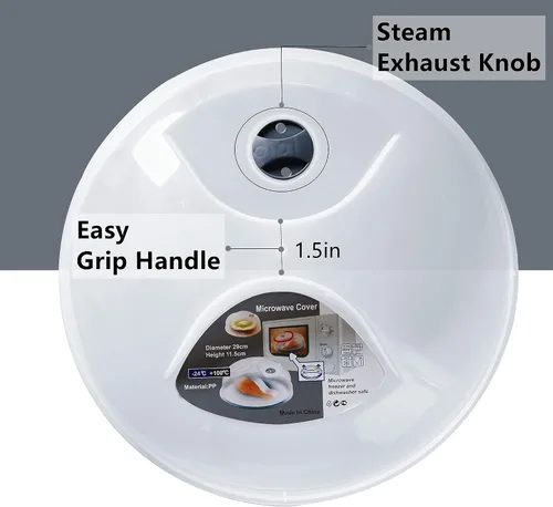 Miniatura 5 de Tapa grande para microondas contra salpicaduras para alimentos, cubierta de microondas con rejillas de ventilación de vapor, 3.8 cm, libre de BPA