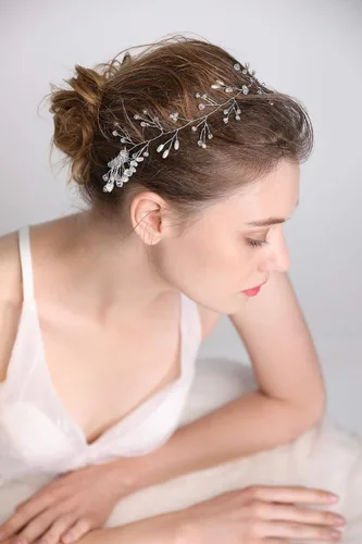 Miniatura 3 de Accesorios para el cabello de novia, juego de aretes de vid de cristal, diadema para boda, peine para el cabello, fiesta de noche, pieza