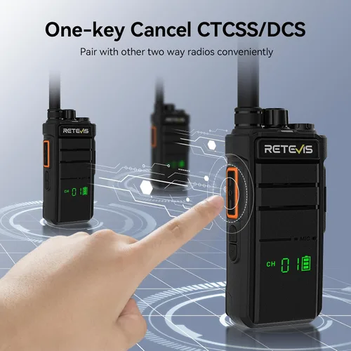 Miniatura 7 de Retevis RB26H Walkie Talkies de largo alcance con auricular, radio de 2 vías con cargador de 6 vías, pantalla oculta, 21 horas, NOAA, capacidad