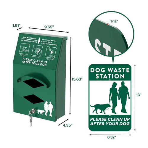 Miniatura 5 de Dispensador de bolsas de aluminio para perros al aire libre con letrero de recogida después de tu perro, dispensador de bolsas de excremento montado