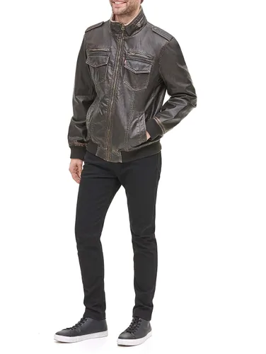 Miniatura 7 de Levis Mens Faux Leather Sherpa Aviator Bomber Jacket