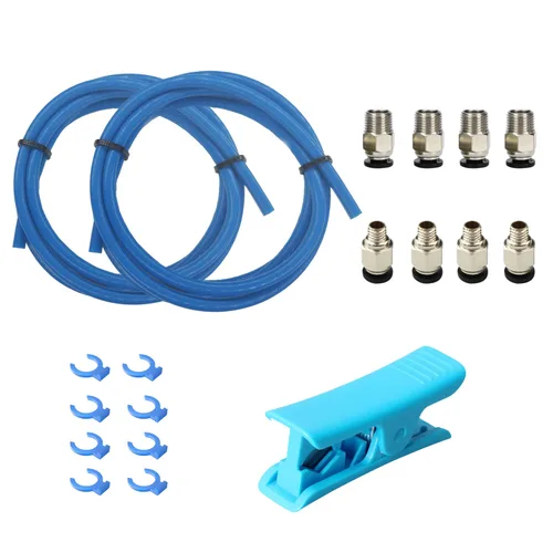 Tubo Bowden para impresora 3D de 2M, tubo de teflón PTFE Bowden con conexiones neumáticas PC4-M6 y PC4-M10 de alta calidad, cortador de tubos, para
