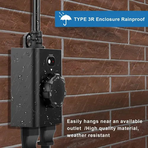 Miniatura 2 de New One Temporizador con sensor de luz para exteriores, impermeable, temporizador de atardecer a amanecer, 2 tomas de tierra, interruptor de enchufe