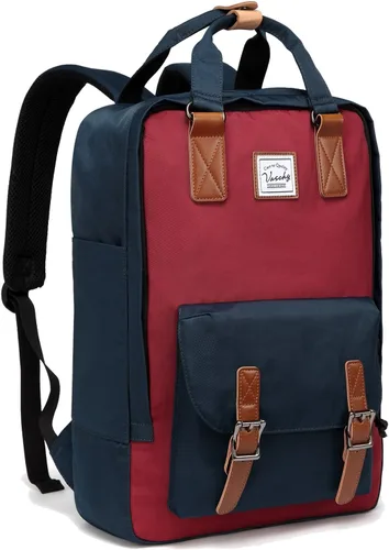Miniatura 8 de VASCHY Mochila para computadora portátil para mujeres/hombres, mochila de viaje de trabajo de 15.6 pulgadas, mochila vintage resistente al agua