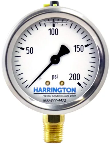Miniatura 6 de Harrington 52894976 Medidor de presión relleno de líquido de 2-1/2 pulgadas, 0/160 psi, acero inoxidable 304 con tapón de llenado ventilado, montaje