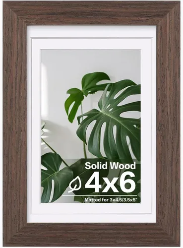 Miniatura 25 de Egofine - Portarretratos de 4 x 6 pulgadas, de madera maciza con plexiglás, para fotos de 3.5 x 5 con paspartú o de 4 x 6 sin paspartú, para colocar