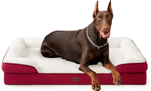 Miniatura 82 de EHEYCIGA - Cama ortopédica para perro grande, impermeable, de espuma viscoelástica y espuma tipo caja de huevos, bordes elevados, antideslizante