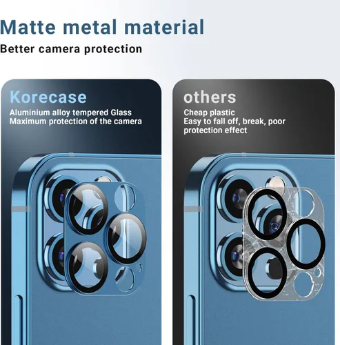 Miniatura 3 de Korecase Paquete de 2 protectores de lente de cámara para iPhone 12 Pro, película de vidrio templado, fuerte adherencia 9H, dureza 9H, resistente a