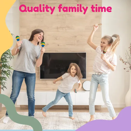 Miniatura 6 de Stoie's - Juego de instrumentos musicales para niños – Instrumentos de percusión de madera para niños pequeños, xilófono, pandereta, maracas