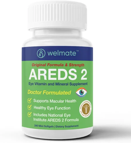 WELMATE AREDS 2 Vitaminas para los ojos, 240 mini cápsulas blandas (suministro para 4 meses) – Luteína 5 mg y zeaxantina 1 mg con vitamina C, E,