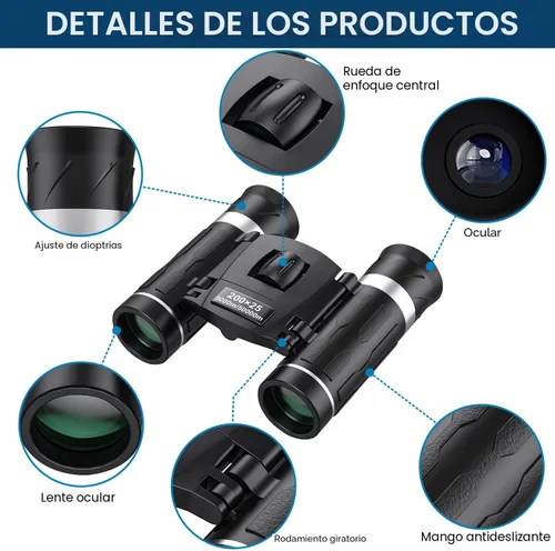 Miniatura 4 de Prismáticos 200x25 Compactos para Adultos y Niños, Prismáticos Mini de Bolsillo de Alta Potencia, Prismáticos Pequeños Impermeables para Observación