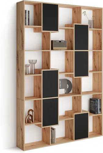 Miniatura 61 de Mobili Fiver, Iacopo XS Estantería con puertas de panel (63.31 x 31.5 pulgadas), color negro Ashwood, Made in Italy