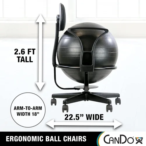 Miniatura 2 de CanDo Silla de bola de metal – Silla de bola de ejercicio ergonómica inflable con bomba de aire para el hogar, la oficina y el aula Verde