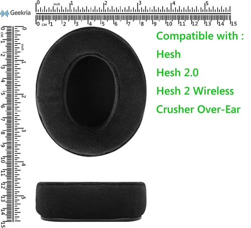 Miniatura 6 de Geekria Almohadillas de repuesto para auriculares inalámbricos Skullcandy Hesh, Hesh 2, Hesh 2 (negro)