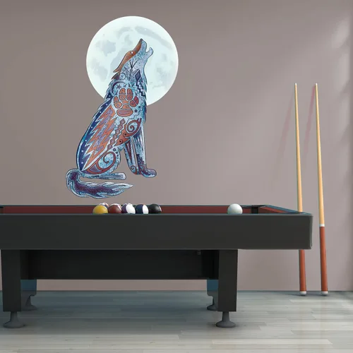 Miniatura 4 de Vinilo decorativo de lobo del suroeste, arte nativo americano, adhesivo de vinilo extraíble, mural de pared para despegar y pegar, decoración