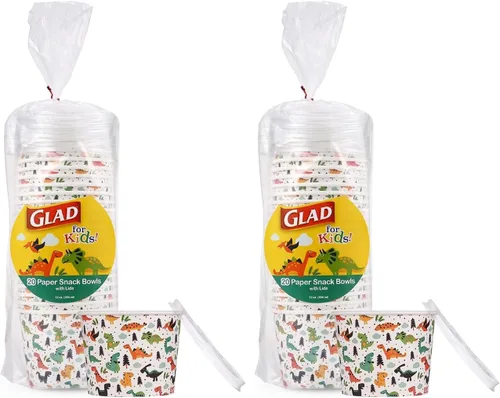 Miniatura 13 de Suministros de fiesta de dinosaurio Glad para niños - Cuencos de aperitivos desechables de papel resistentes con tapas, perfectos para fiestas