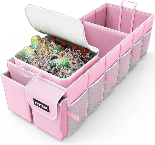 Miniatura 9 de HOTOR Organizador de maletero para coche y SUV, organizador de automóvil resistente con enfriador extraíble, organizador de maletero plegable grande