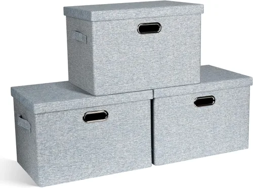 Miniatura 26 de Graciadeco Contenedores de almacenamiento plegables grandes de 17 pulgadas y 36 cuartos de galón con tapas, paquete de 3 cajas de almacenamiento