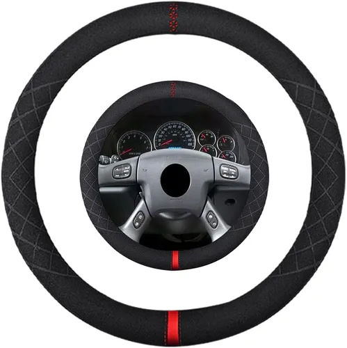 Miniatura 57 de Funda de volante de ante K LAKEY, compatible con Dodge Avenger Grand Caravan Challenger Charger, cubierta de volante deportiva antideslizante