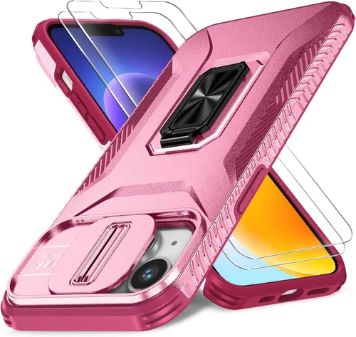 Miniatura 58 de Funda HakkTaoo para iPhone 13/iPhone 14 de 6.1 Pulgadas con Funda Deslizante para Cámara + Protector de Pantalla (2 Paquetes), Funda Protectora a