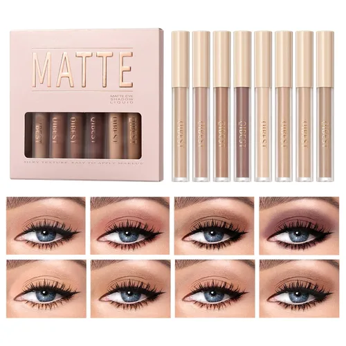 Miniatura 11 de MAEPEOR Sombra de ojos líquida mate 8 colores neutral desnuda suave sombra de ojos ligera de alto pigmento e impermeable sombra de ojos líquida