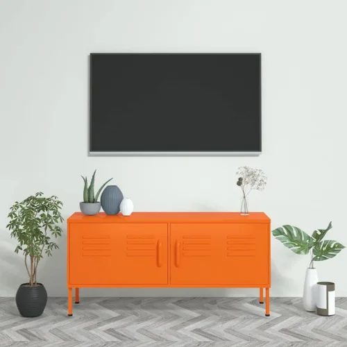 Miniatura 13 de Armario de almacenamiento de metal para TV con 2 puertas y un estante en el interior, aparador de almacenamiento, soporte de TV, consola multimedia