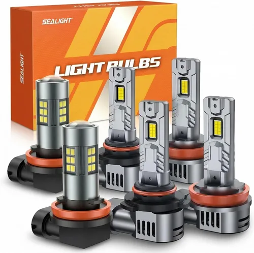 Miniatura 20 de SEALIGHT Bombilla LED antiniebla H11 H8, 14000 lm, 24 W, fuerte penetración H8 H16 H11, luces antiniebla LED de 6500 K, chips CSP 5530 blanco frío