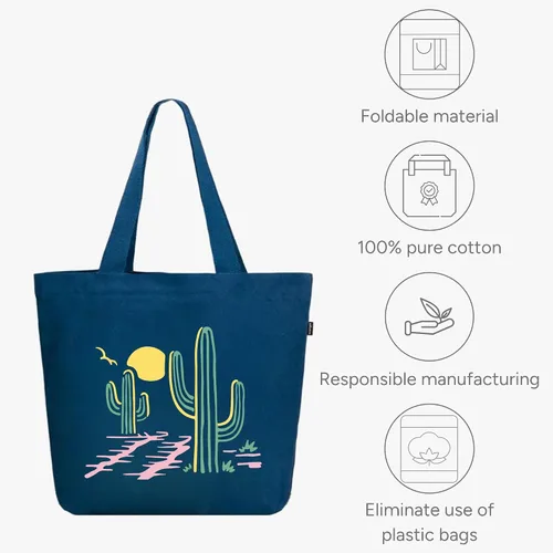 Miniatura 24 de Ecoright Bolsa de lona estética para mujer, bolsa grande con cremallera y bolsillo, bolsa de mano para mujer, para yoga, trabajo, playa