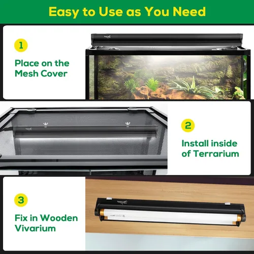 Miniatura 5 de T8 10.0 UVB - Kit combinado de iluminación de bombilla UVB para reptiles, luz UVB HO de 17 W para reptiles, campana de terrario con barra de luz UVB