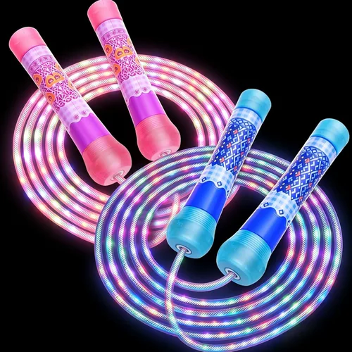 2 Pack LED Jump Rope for Kids Colorful Skipping Rope Light Up Ropes for Girls Boys Fitness Exercise & Lights Dancing & Night Party Favors