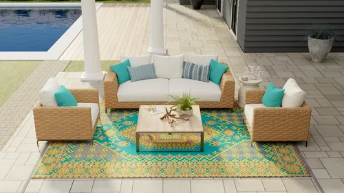 Miniatura 2 de Mad Mats Alfombra para Exteriores, Tapete de Plástico Reversible para Patio, Porche, Terraza, Cocina y Baño, Turco, 6' x 9', Aqua