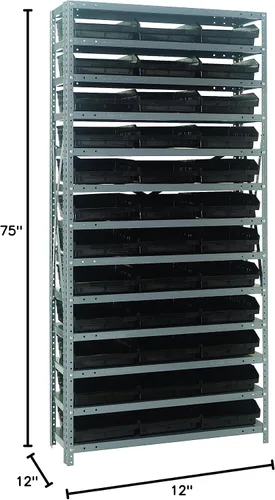 Miniatura 515 de Quantum QSBU-245BK Heavy Duty Shelving Unit with (7) Shelves and (24) QUS245 Black Bins for Garage Warehouse Storage Distribution 400 lb Load