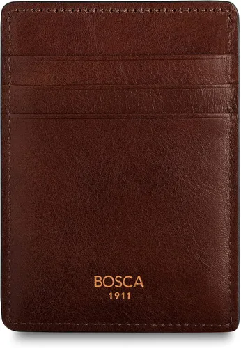 Miniatura 5 de Bosca Cartera de cuero con bolsillo frontal de lujo para hombre, Marrón oscuro