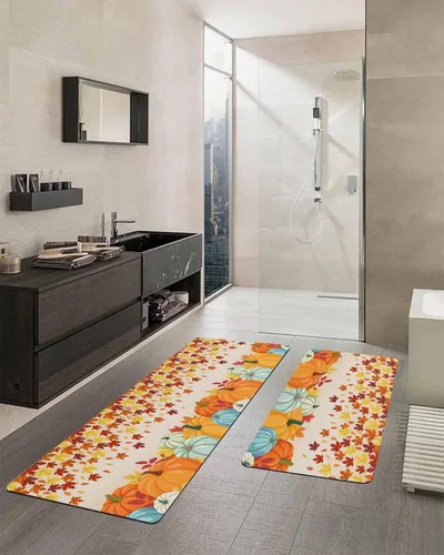 Miniatura 2 de Tapete de baño de otoño de Acción de Gracias para bañera, antideslizante, de secado rápido y absorbente, de tierra de diatomeas, tapete de cocina