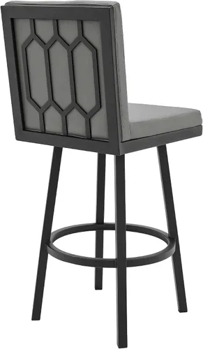 Miniatura 4 de Armen Living Taburete giratorio moderno de metal y piel sintética gris Gem