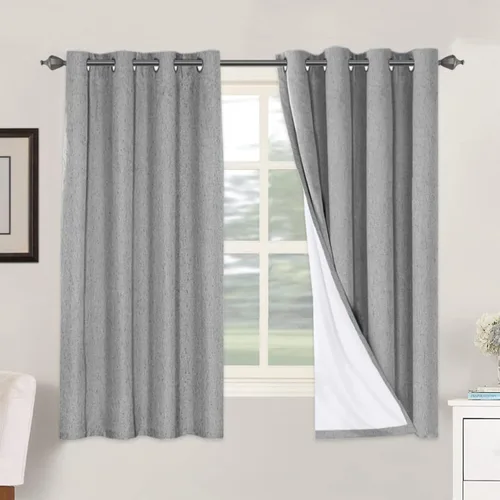 Miniatura 253 de H.VERSAILTEX Cortinas opacas de lino de 72 pulgadas de largo, 100% absolutamente opacas, con aislamiento térmico, con textura de lino, cortinas