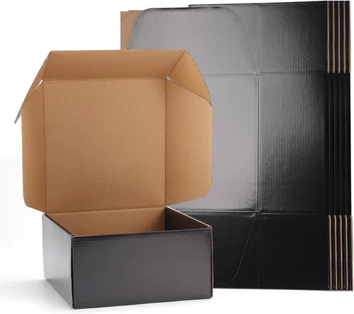 Miniatura 10 de EXYGLO Paquete de 40 cajas de envío de 6 x 4 x 3 pulgadas, cajas de cartón corrugado negras para embalaje de pequeñas empresas, mudanza, envío
