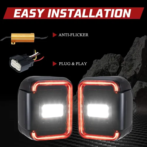 Miniatura 6 de BUNKER INDUST Luces Traseras LED Compatibles con Jeep Gladiator JT 2020-2025, Lámpara Trasera Ahumada Luz de Freno Luz de Señal de Giro Luz