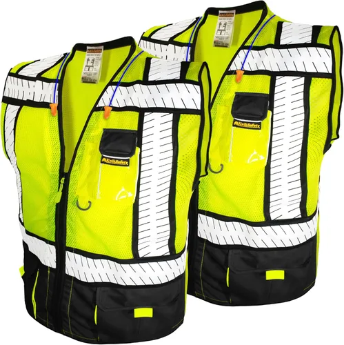 KwikSafety - Chaleco de seguridad SHERIFF & SPECIALIST [Bolsillos de uso múltiple] Chaleco reflectante Clase 2 ANSI OSHA para hombres